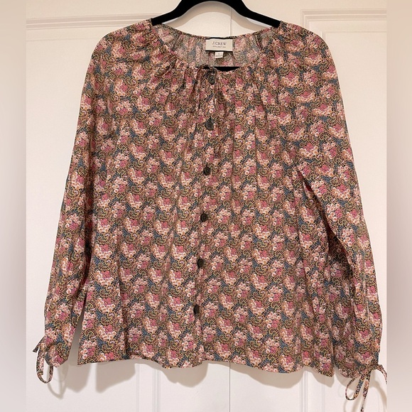 NWOT J. Crew Collection tie-sleeve button-front top in Ratti® prism floral sz L - Picture 6 of 9